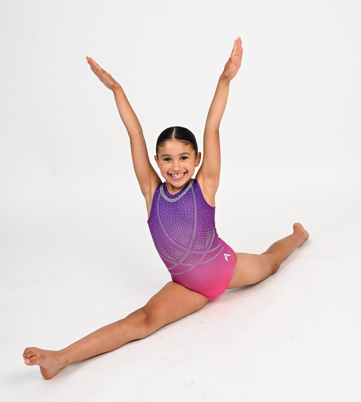 MARNIE - Open back Pink Ombre Leotard with Diamante