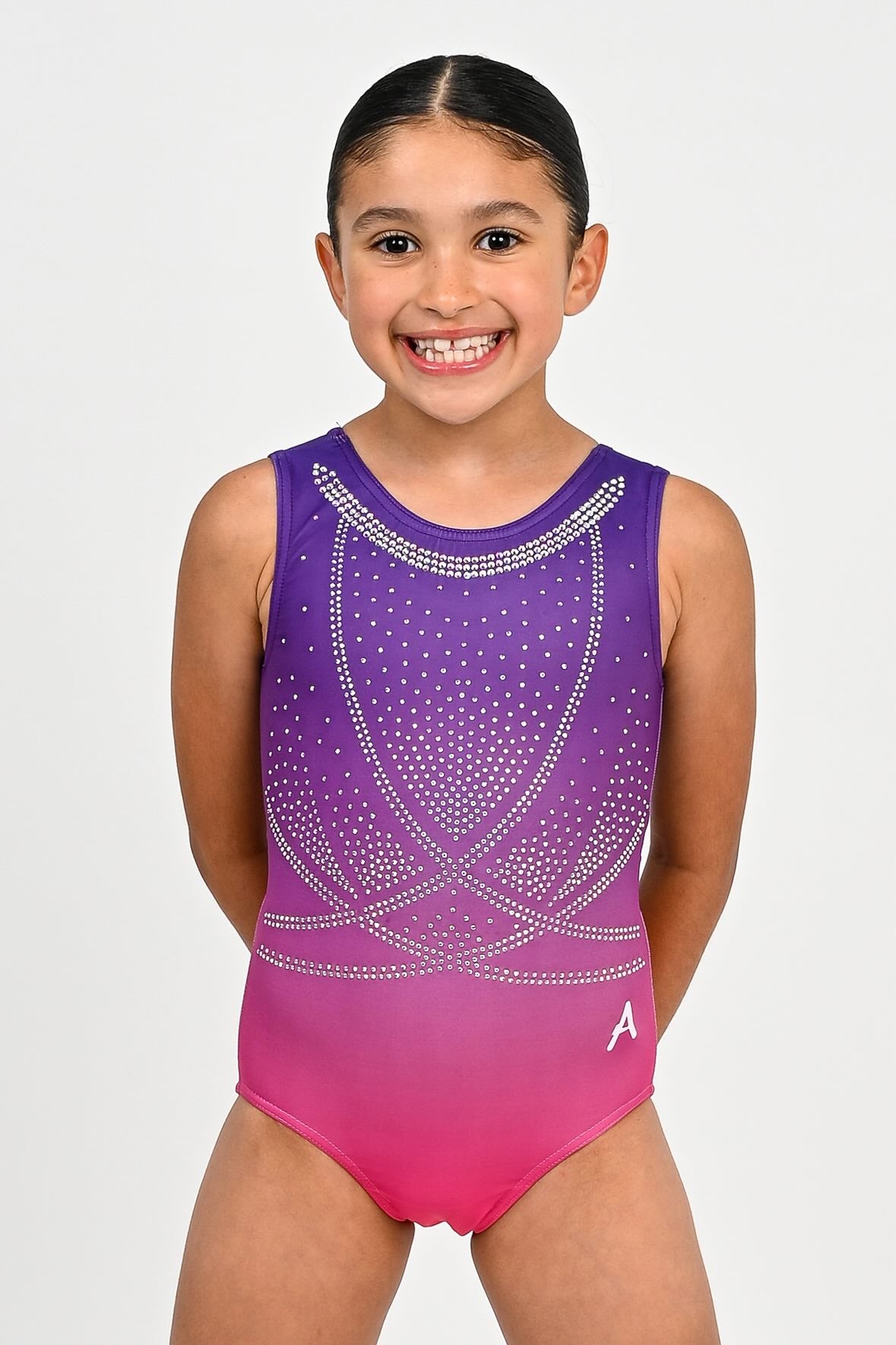 MARNIE - Open back Pink Ombre Leotard with Diamante