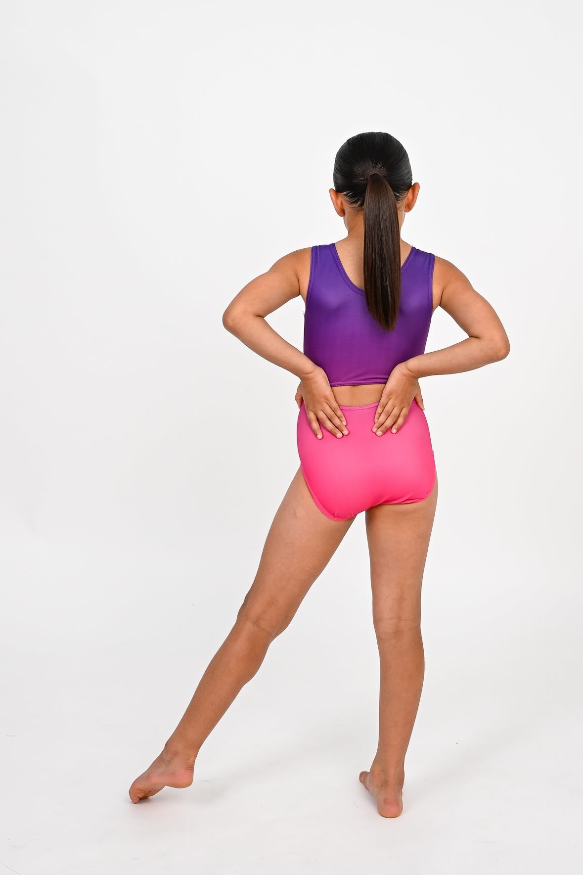 MARNIE - Open back Pink Ombre Leotard with Diamante