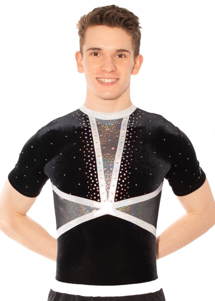 Short sleeved leotard with Silver detail and diamante