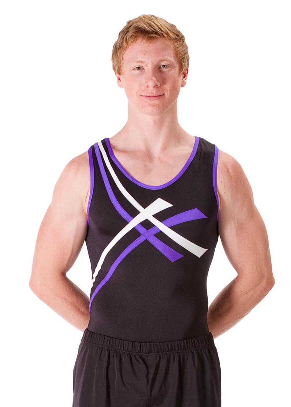 Sleeveless leotard in Black, Purple and White