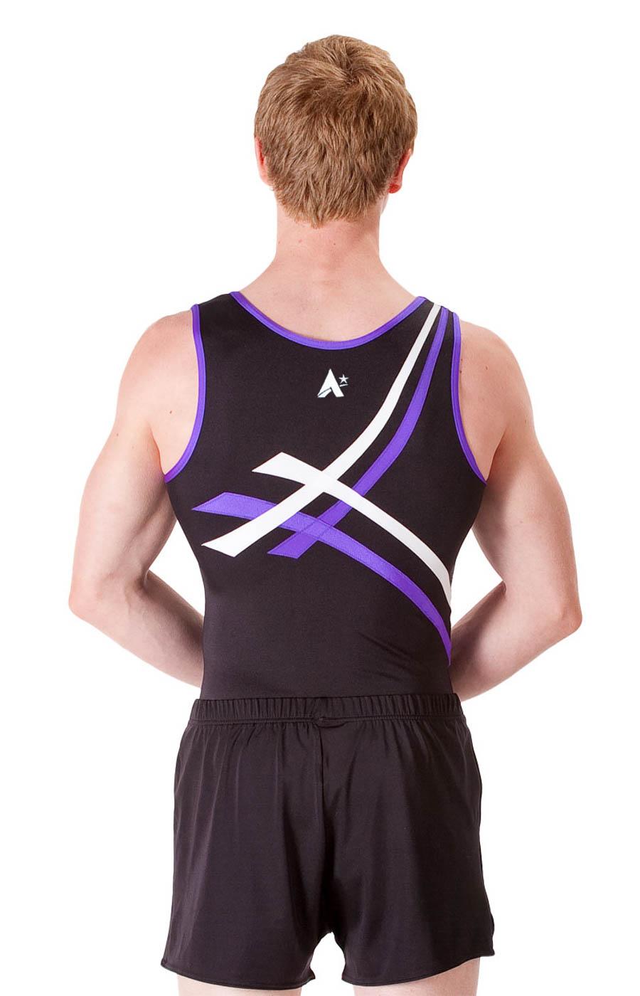 Sleeveless leotard in Black, Purple and White