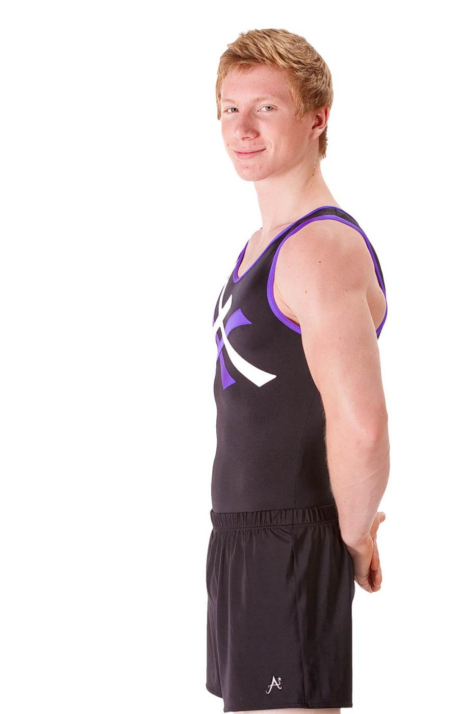 Sleeveless leotard in Black, Purple and White
