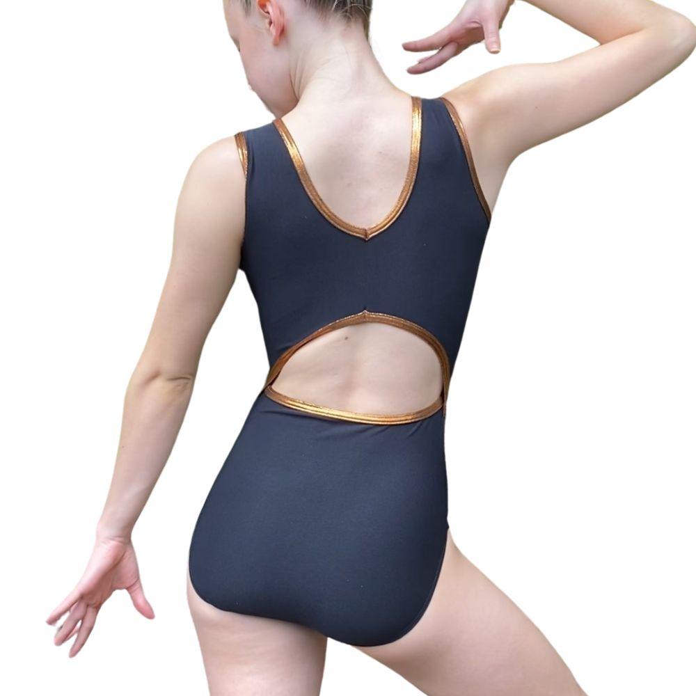 XANTHE - Black Lycra leotard with open back