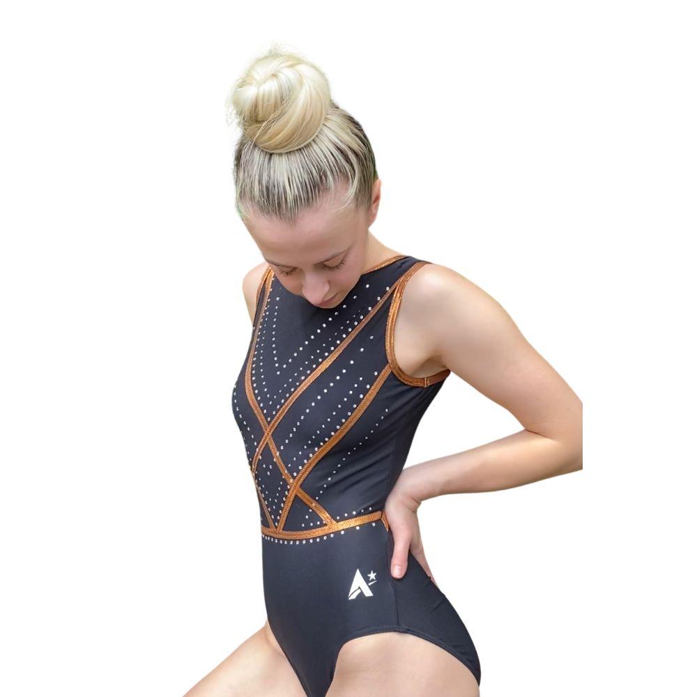 XANTHE - Black Lycra leotard with open back