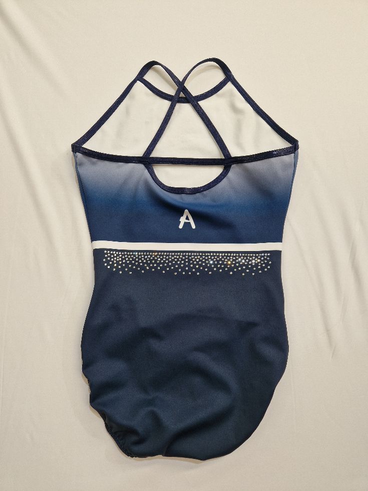 CELESTE - Sleeveless Blue and White leotard