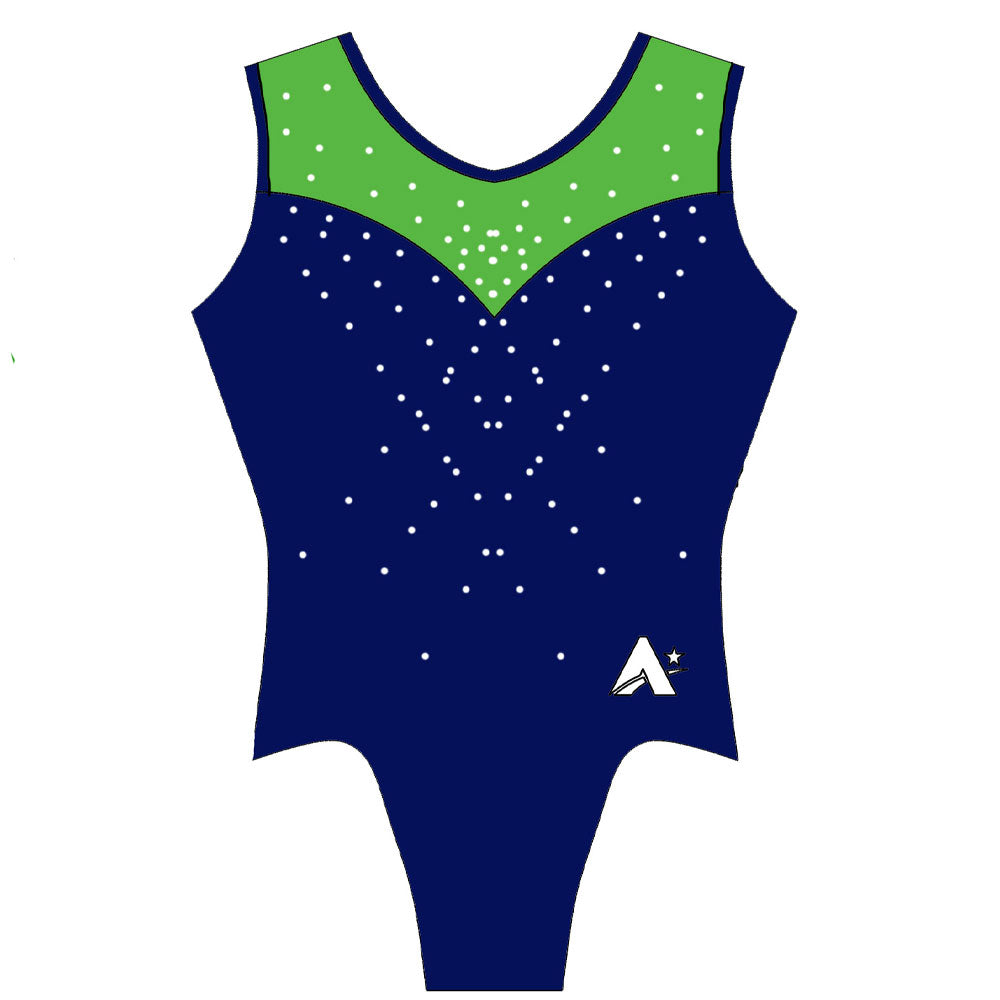 NORTHERN IRELAND - Sleeveless leotard in Navy and Emerald with diamante