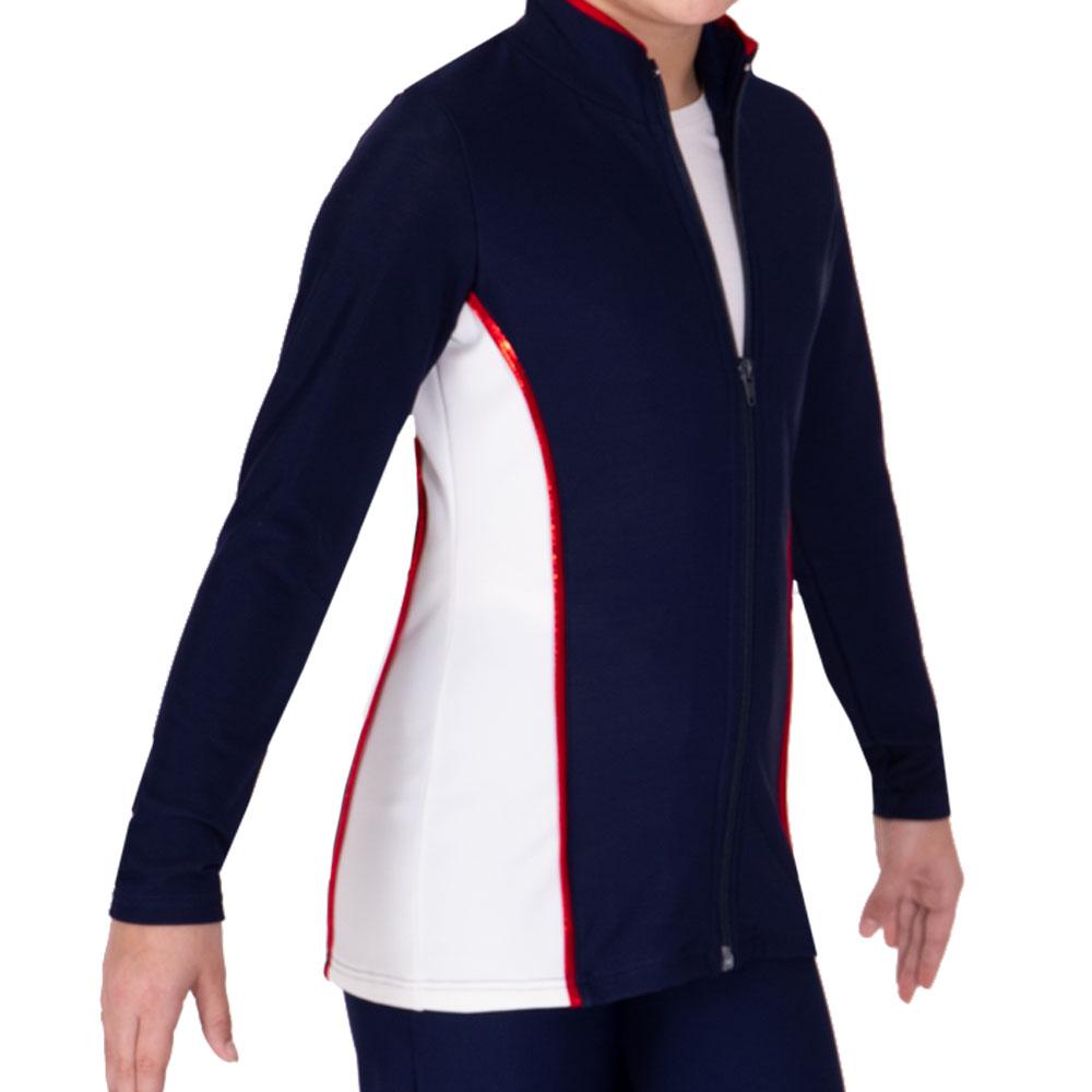 TS12M02-M61 - Navy Zipped Jacket with White contrast panel and Red foil detail
