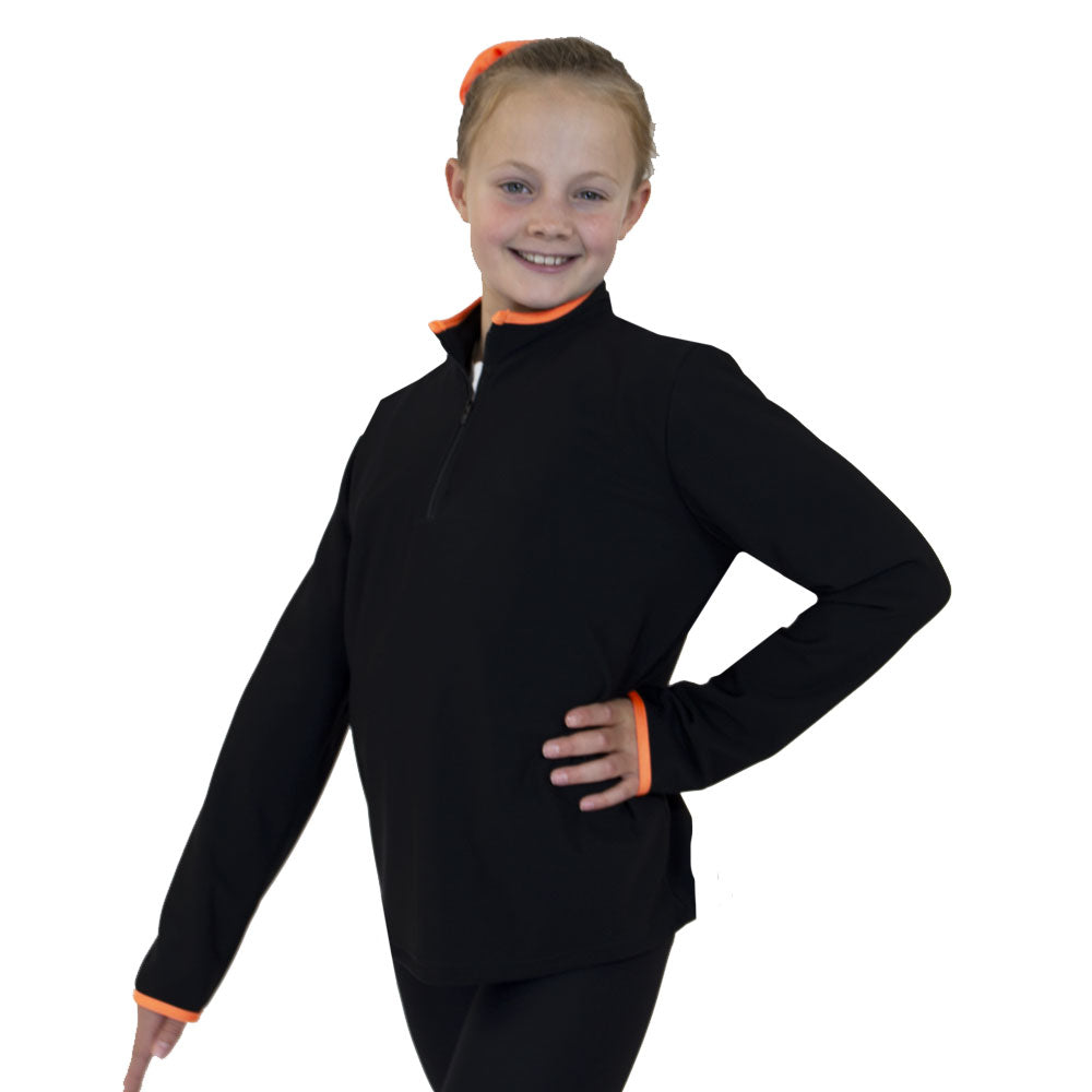 TS6HM01-M55 - Girls black tracksuit jacket with orange detail