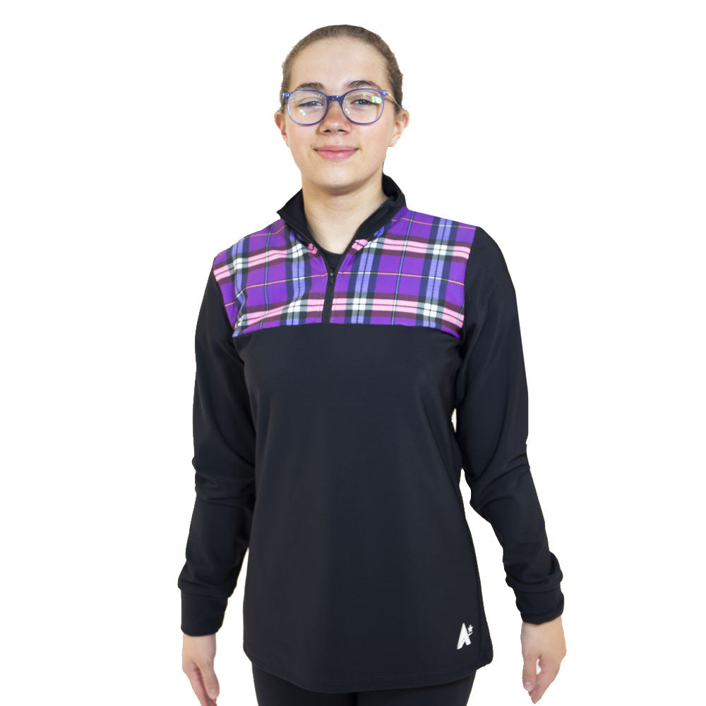 TS95HM01-L117 - Girls tracksuit jacket with purple tartan