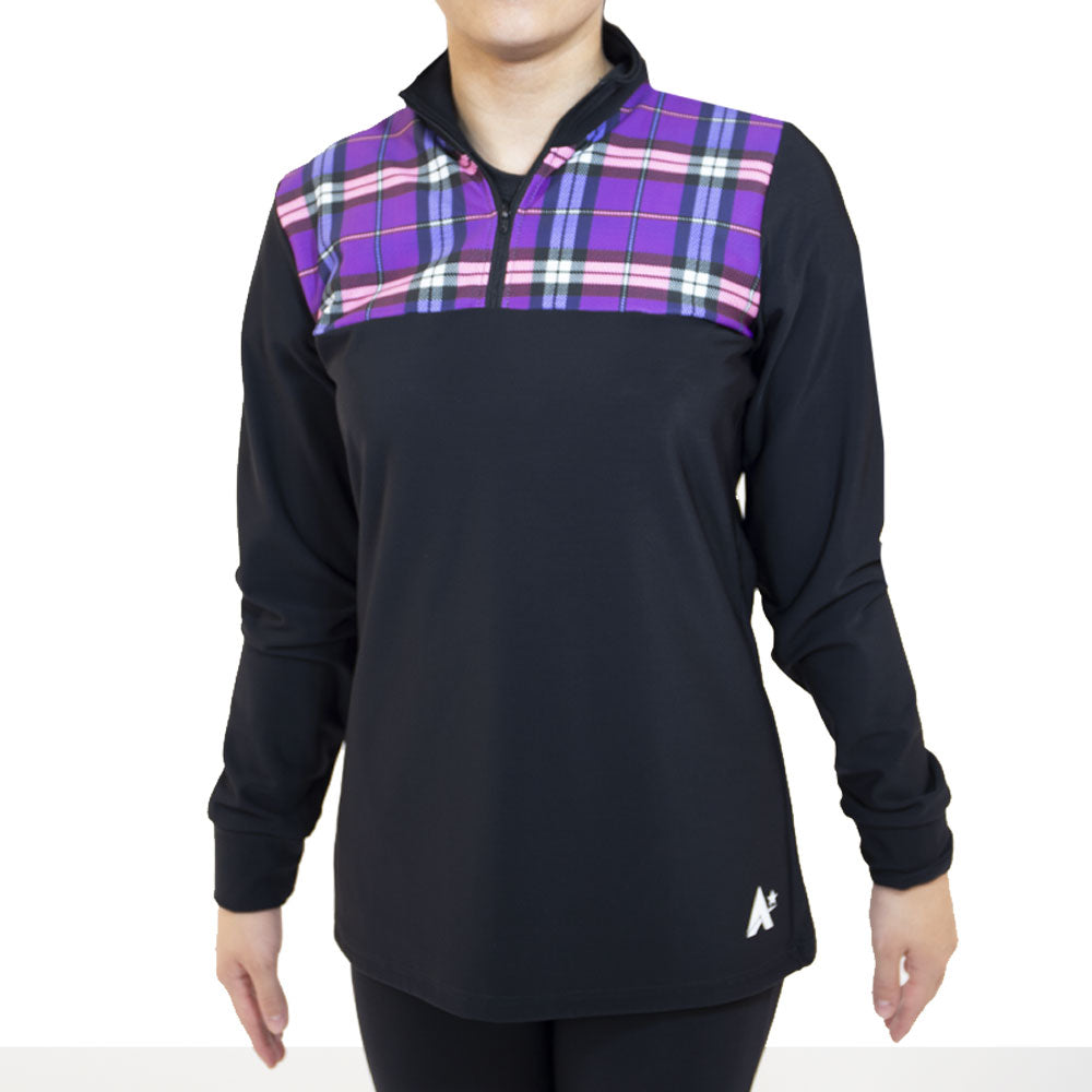 TS95HM01-L117 - Black Hal Zip Tracksuit Jacket with Purple Tartan Accents