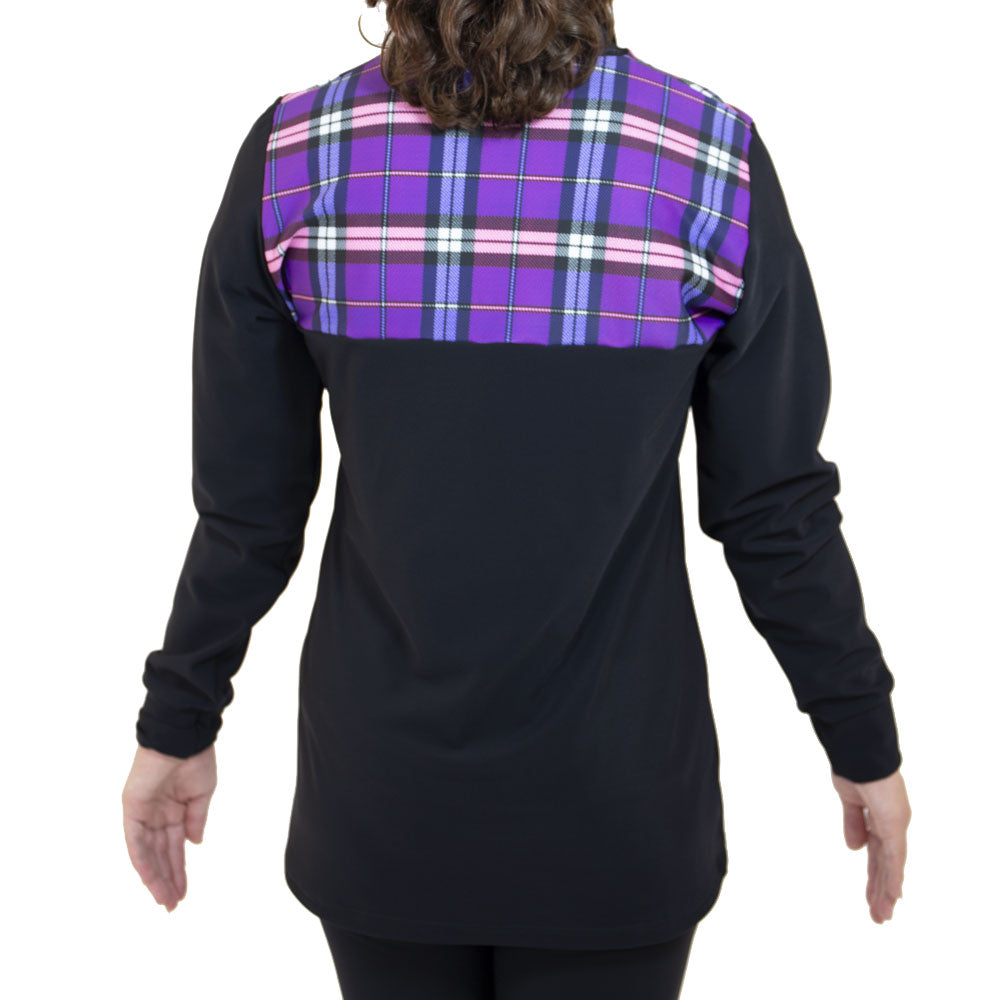 TS95HM01-L117 - Black Hal Zip Tracksuit Jacket with Purple Tartan Accents