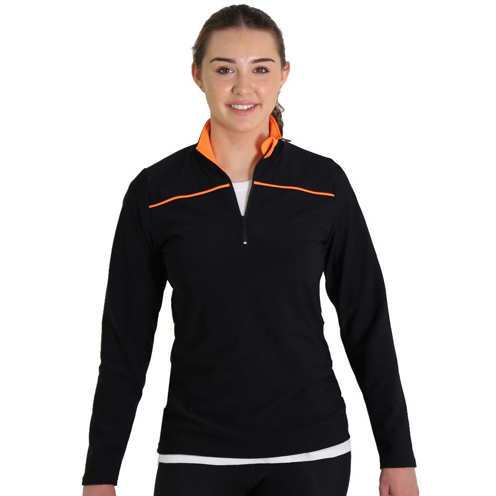 TSH - Girls Half Zip Black Tracksuit Jacket with Piping detail