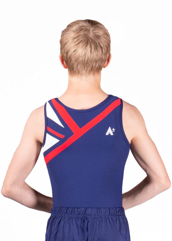 Sleeveless Leotard in Navy, Red and White Matt