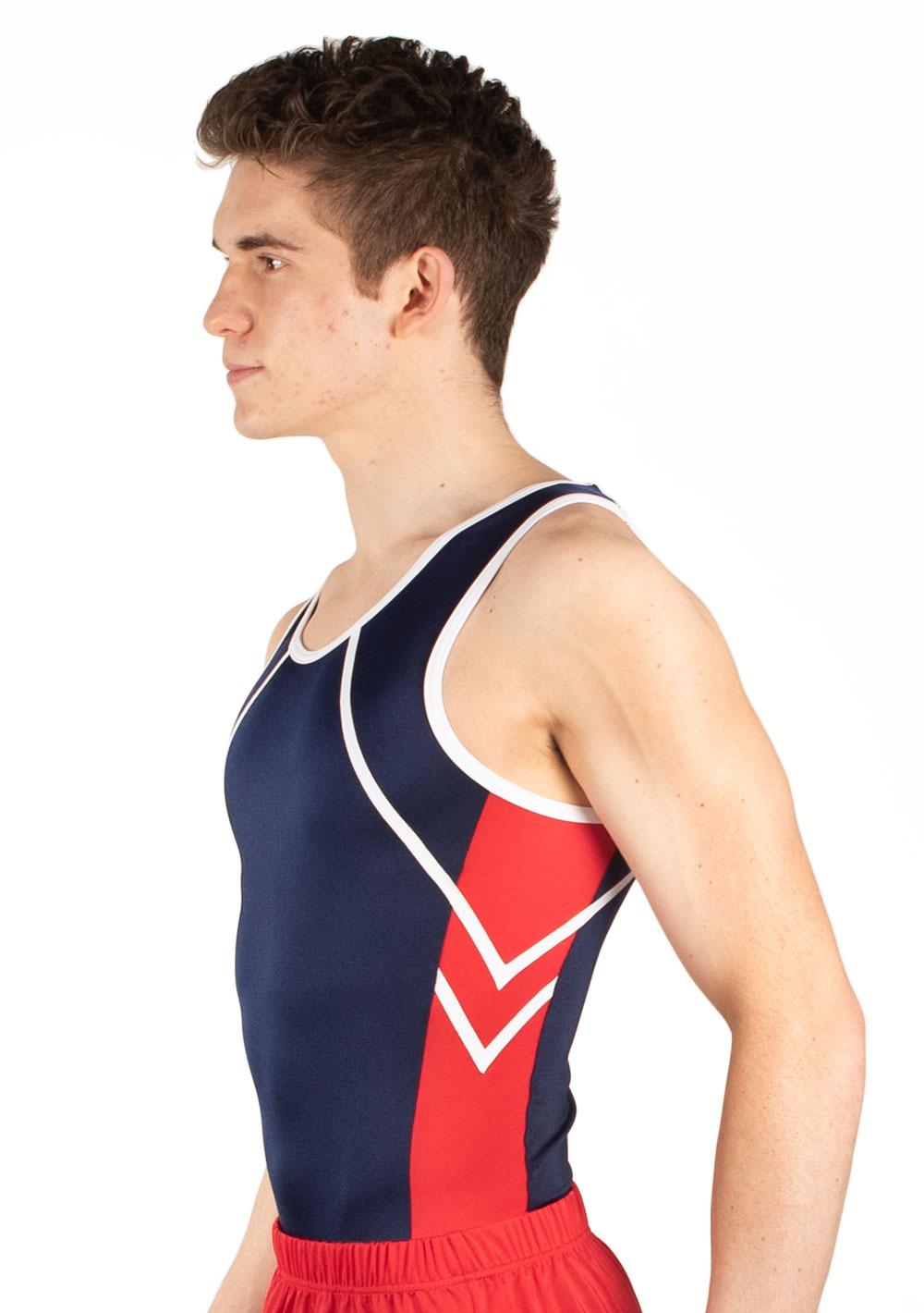 Leotard in Navy, Red and White
