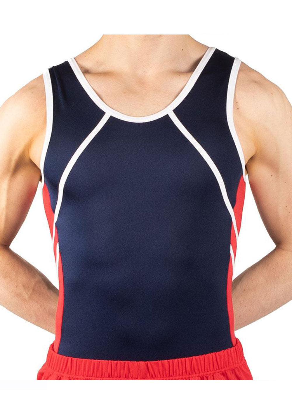 Leotard in Navy, Red and White