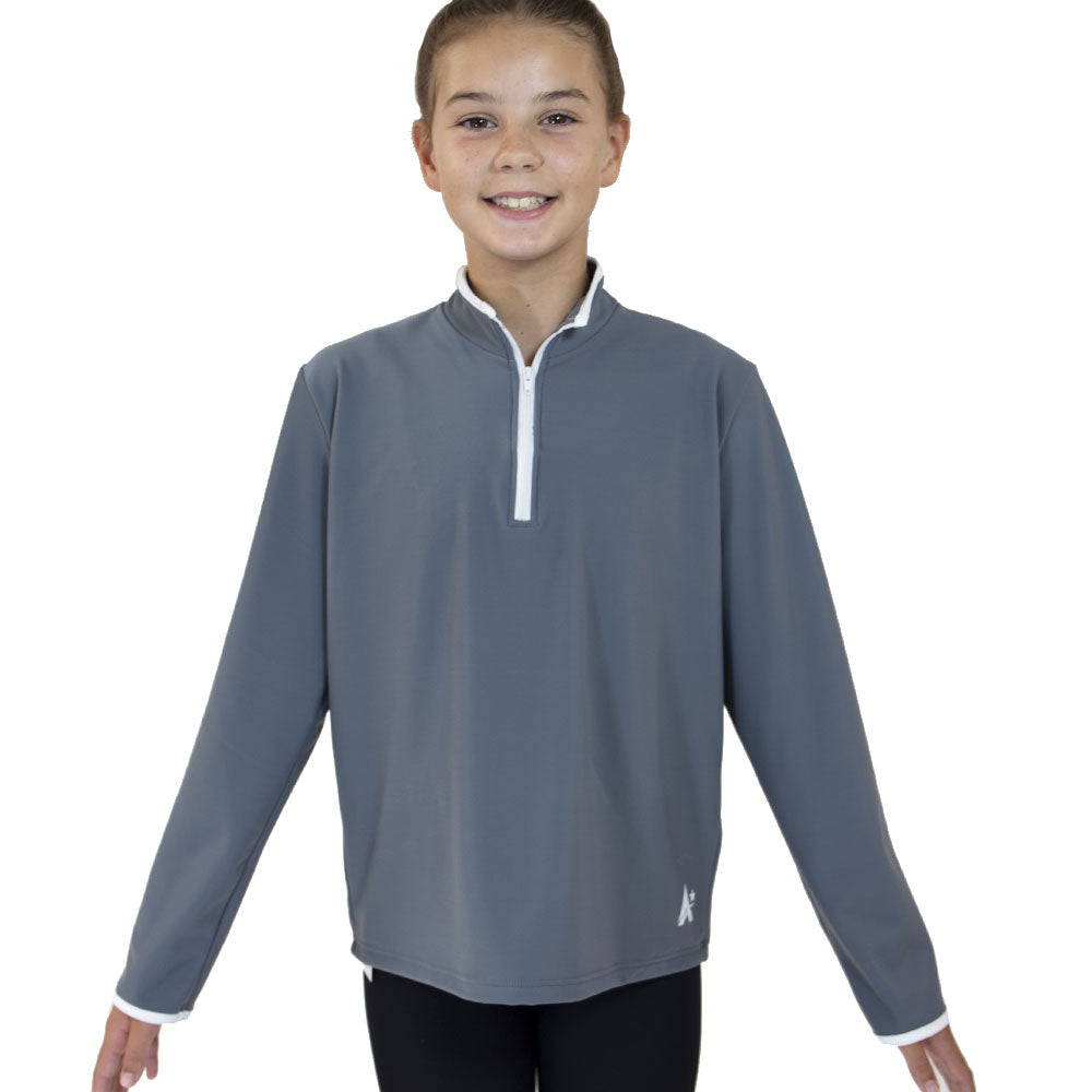 TS092UH-M29 - Girls grey tracksuit jacket with white detailing