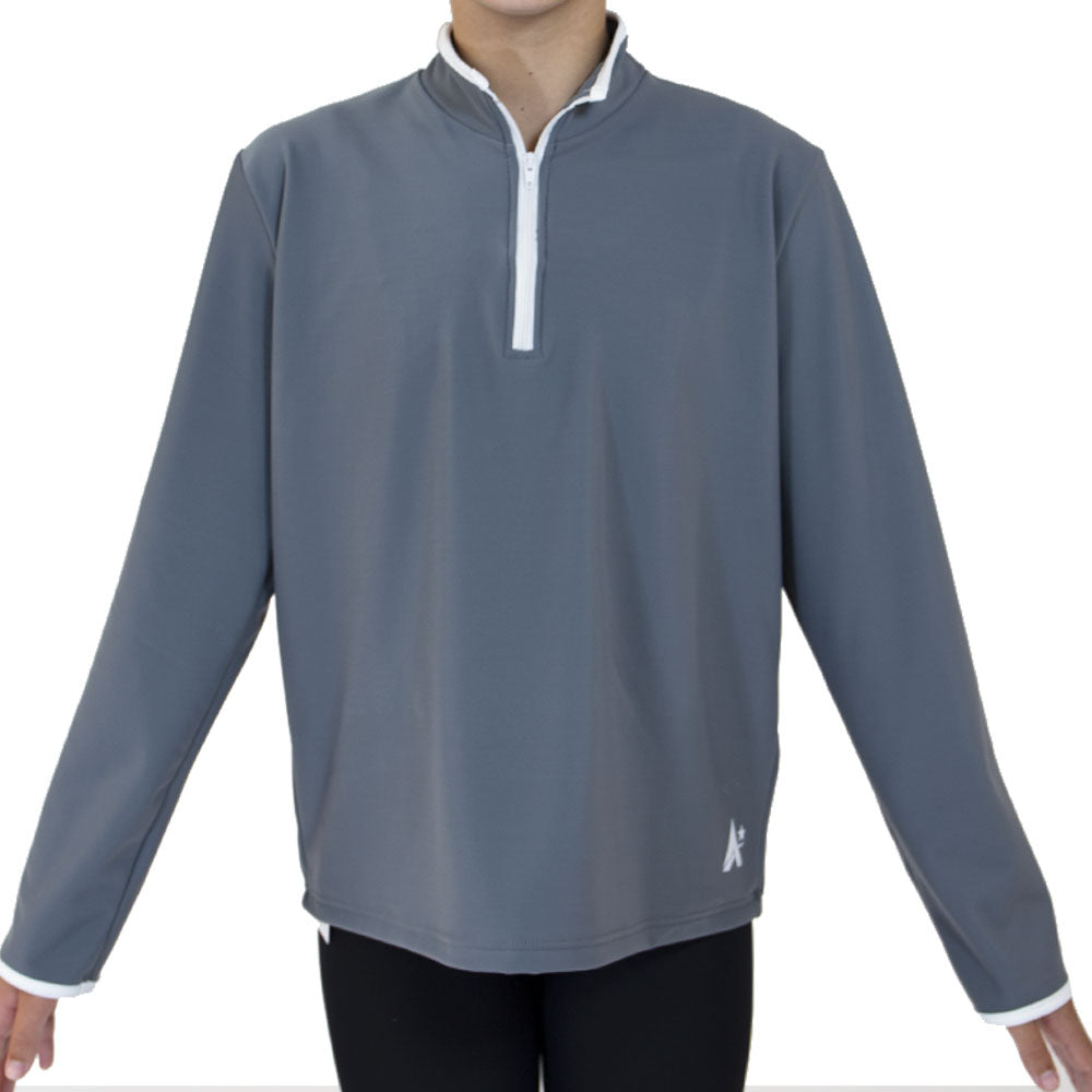 TS092UH-M29 - Grey Half Zip Tracksuit Jacket with White Detailing