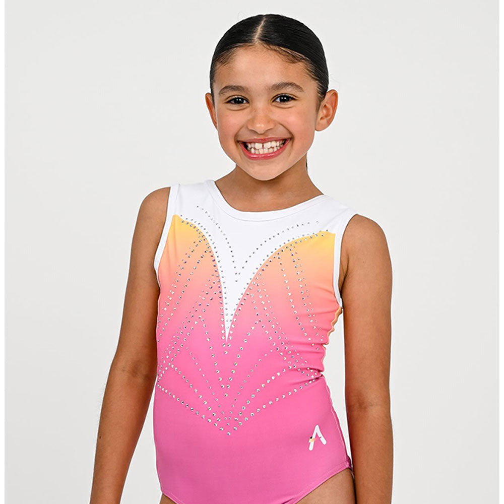 Hallie - Sleeveless Pink to Yellow Ombre leotard