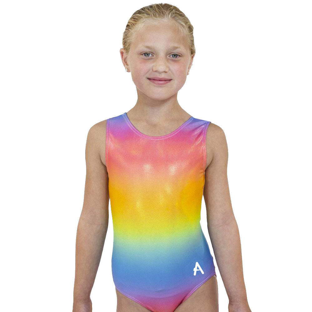 girls rainbow gymnastics leotard for training