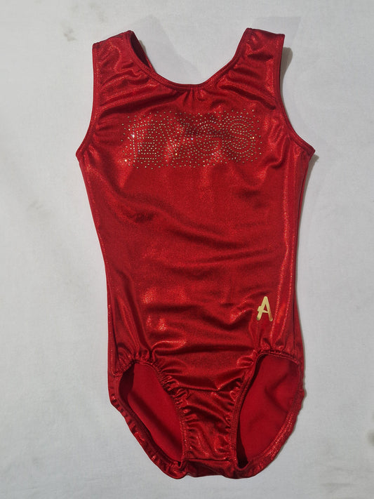 EXE VALLEY – Girls Sleeveless Ruby Shimmer leotard with Diamante