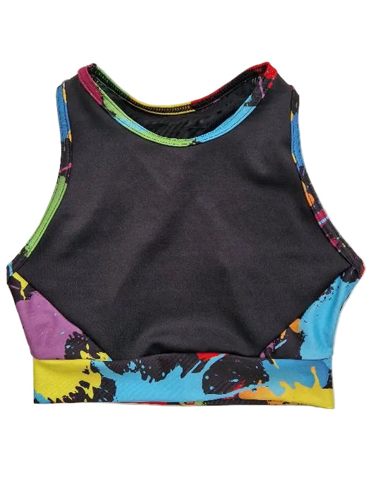 Novo Dance - Girls Black Splash Crop Top