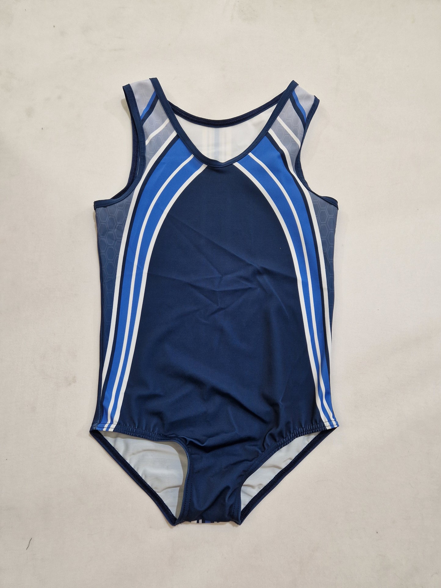 VELOCITY - Boys Navy leotard with Grey and White details
