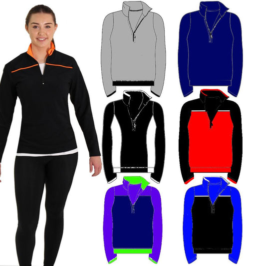 TSH - Girls Half Zip Black Tracksuit Jacket with Piping detail