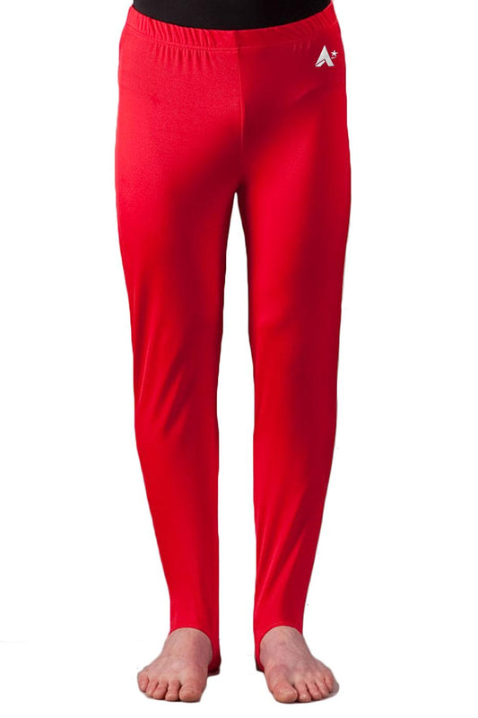 Aspire Springers Boys Red Shiny Lycra Stirrup Longs