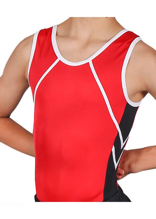 BASINGSTOKE GC - CL1828B - Boys Red, Black and White Club Leotard