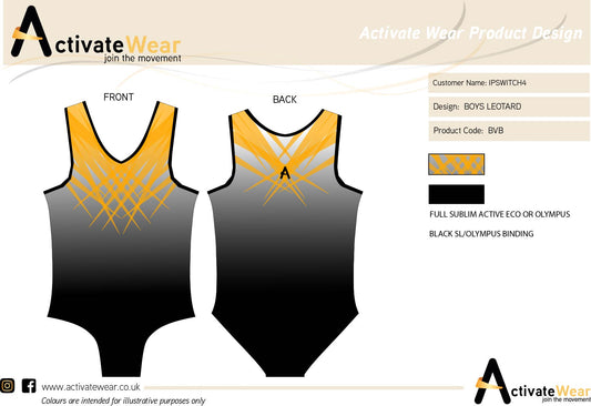 Ipswich - Boys Orange/Black Sublim leotard