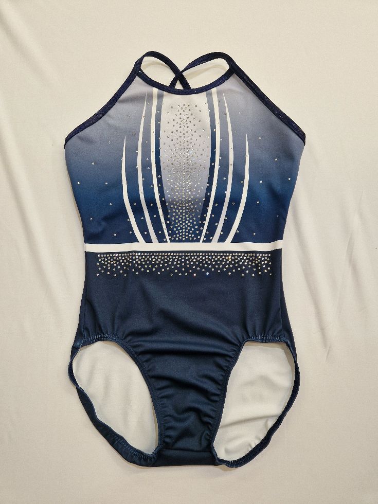 CELESTE - Sleeveless Blue and White leotard