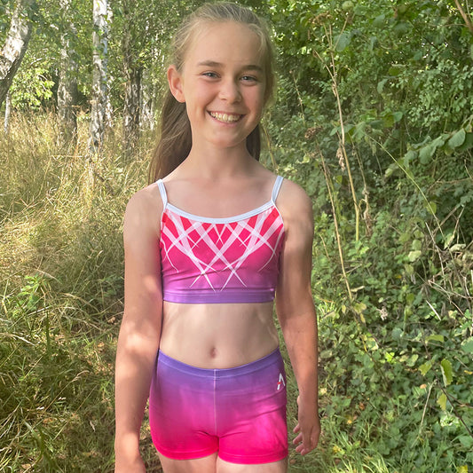 Pink Ombre Crop Top and Shorts Set