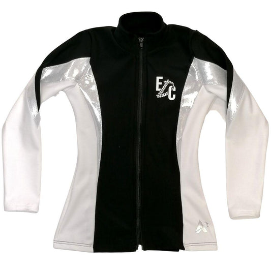 Elevation Dance Girls tracksuit jacket in Black and White microtex with Silver detail + diamante