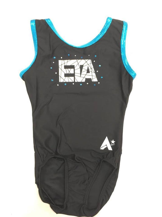EXETER TRAMPOLINE ACADEMY Girls Sleeveless Leotard with printed ETA and Gems