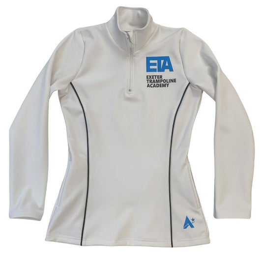 EXETER TRAMPOLINE ACADEMY White Half Zip Tracksuit Jacket with ETA Print