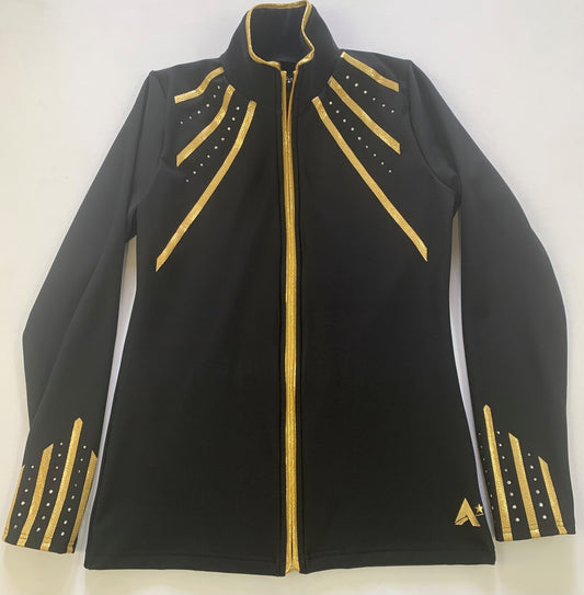 GOLDSTAR ACTIVE - Black microtex tracksuit jacket with Gold Shimmer detail and club print