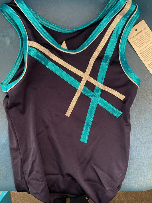 GEMINI - Boys Navy Leotard with Silver and Azure detail