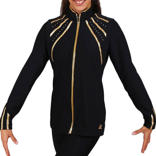 GOLDSTAR ACTIVE - Black microtex tracksuit jacket with Gold Shimmer detail and club print