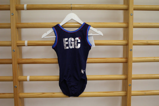 EXETER GYMNASTICS CLUB Girls Exeter Leotard - Navy Shiny Lycra with Sapphire and Ruby Shimmer detail