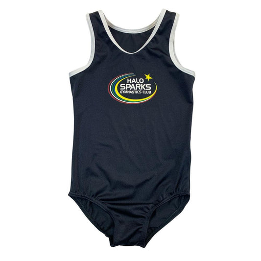 HALO SPARK - Boys Black lycra leotard with club print
