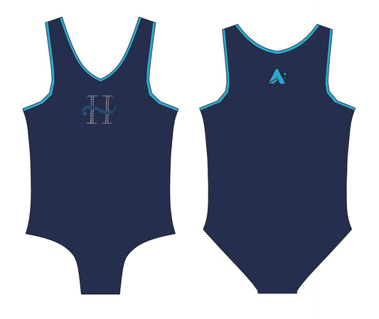 HILLINGDON - Boys sleeveless Navy leotard with diamante H