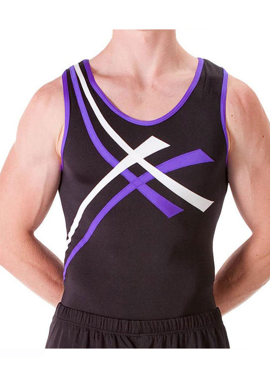 MAJESTICS GYMNASTICS - Boys leotard in Black, Purple and White