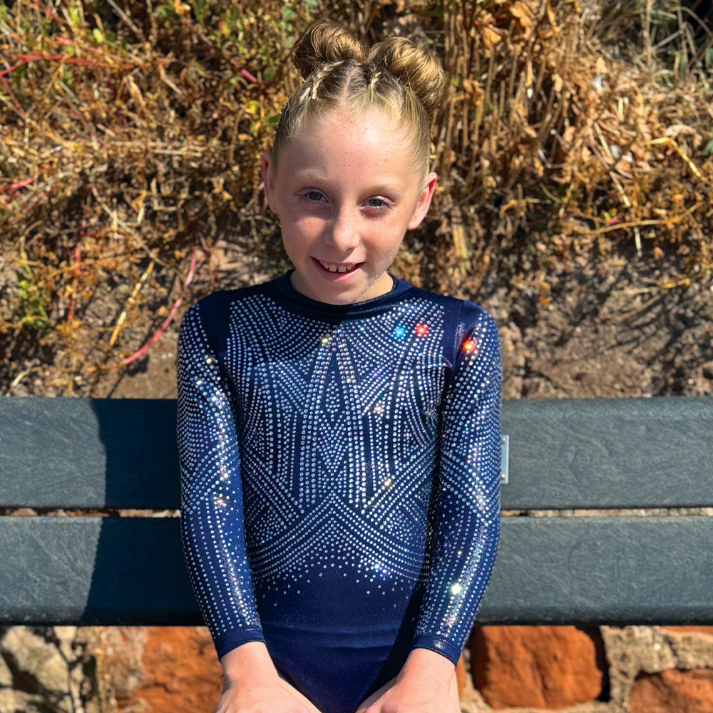 VERTEX - Dark Blue leotard with lots of diamante