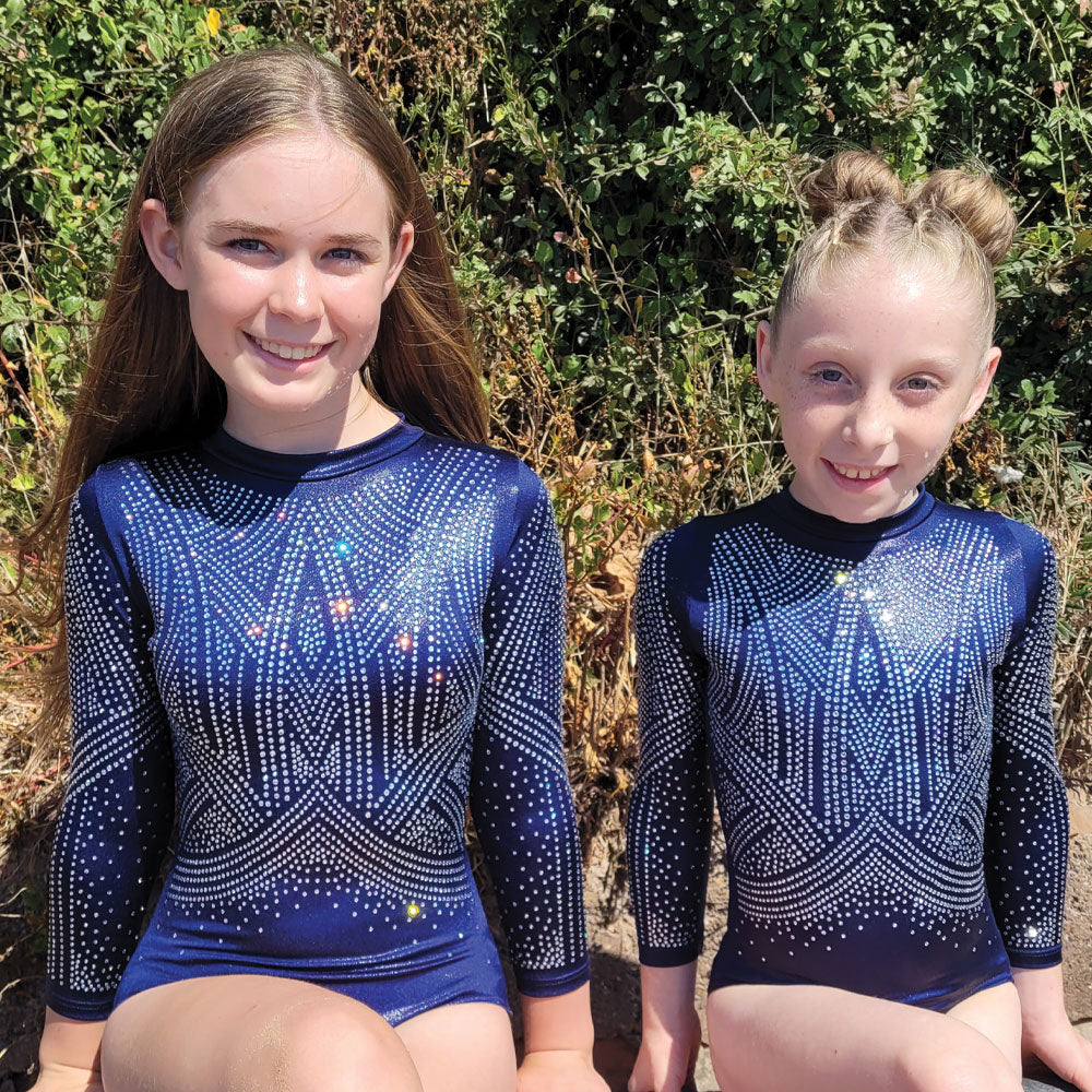 VERTEX - Dark Blue leotard with lots of diamante