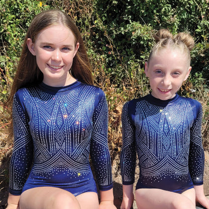 VERTEX - Dark Blue leotard with lots of diamante