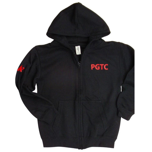 PGTC Poole Gymnastics - Navy zipped hoody with Red printed PGTC on back