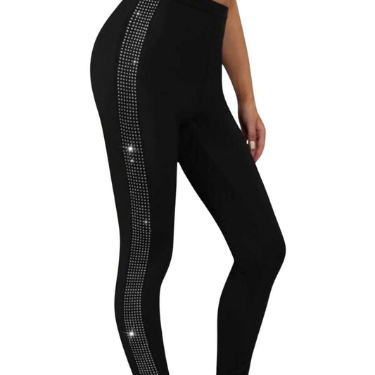 PANACHE CHEER - Panache Black Shimmer Leggings WITH DIAMANTE