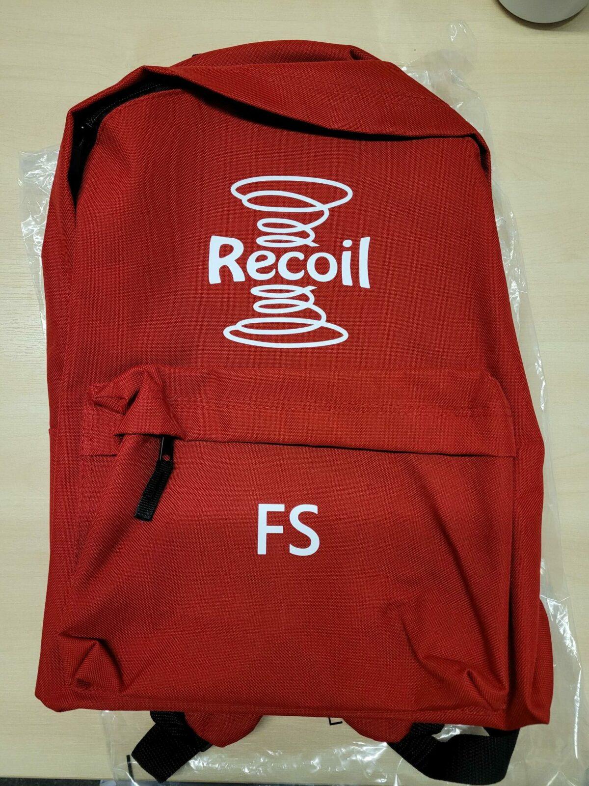 RECOIL - Red club backpack personalised with your initials – Activate Wear