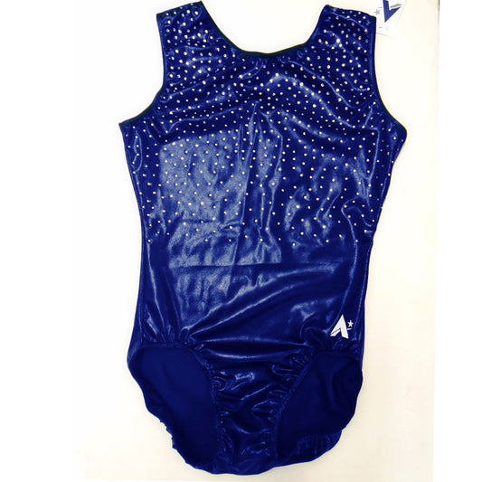 RECOIL - Sleeveless leotard in Navy or Red Shimmer with diamante front